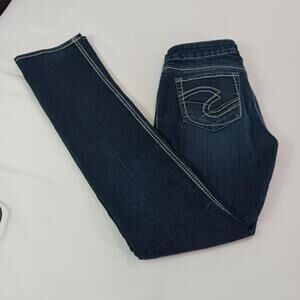 Silver Jeans SSR437 Women's Sz 29 Blue Denim Berkley Straight Embroidered Pants